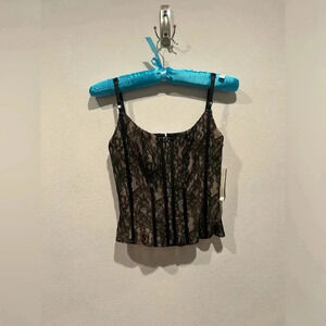 NWT Vintage CARMEN MARC VALVO Black and Nude Corset Top / Size 2P /